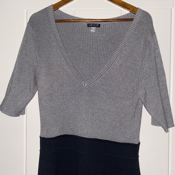 Venus Colorblock V-Neck Pullover Knee Length Sweater Dress Size‎ X-Large - Picture 5 of 6